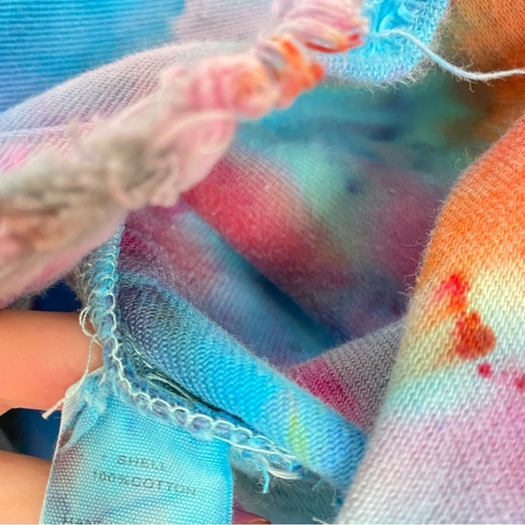 Handmade Tie Dye Jean Jacket Shacket Womens Size Large XL Upcycled Pearl Pockets - Picture 10 of 14